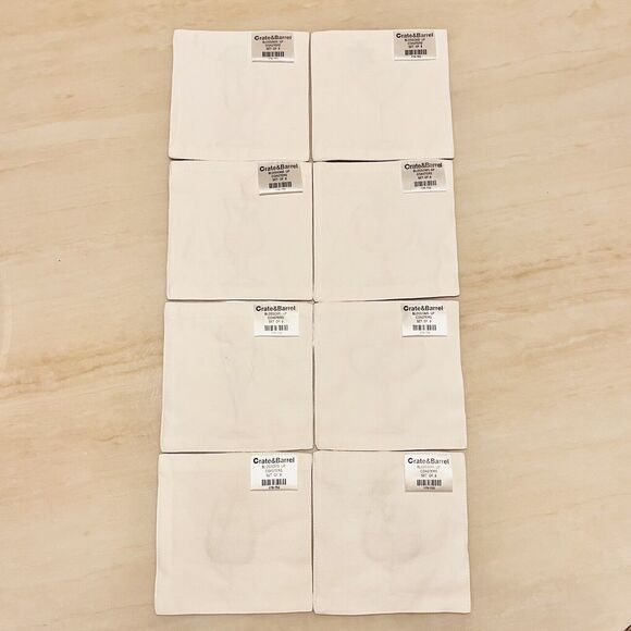 Crate&Barrel Coasters Blossoms Up Cocktail Coasters Set of 8 Embroidered Cloth - Picture 2 of 4